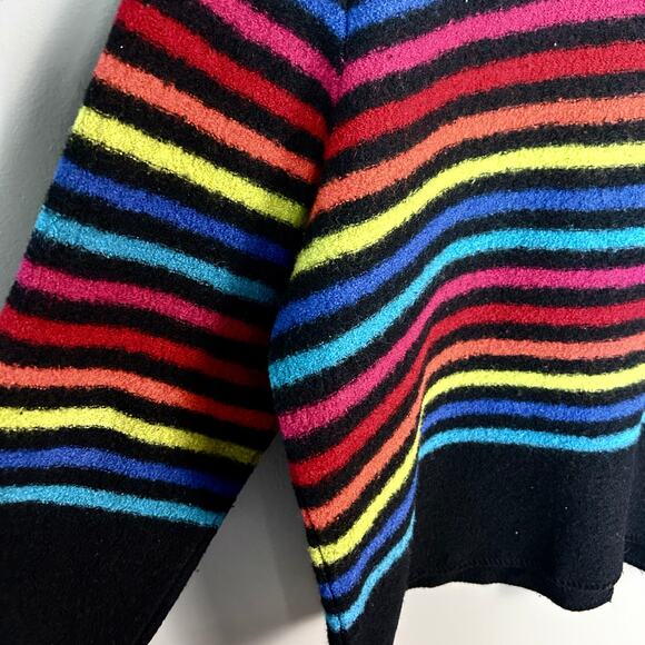 Requirements sweater jacket XL extra large rainbow cardigan black stripe serape - Picture 3 of 11